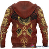 Gift For Viking Lover Viking Hoodie, Norse Mythology Tattoo Vegvisir Raven Fenrir LN