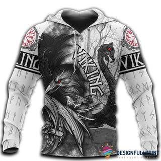 Gift For Viking Lover Viking 3D Printed Unisex Hoodie Raven And Drakkar LN