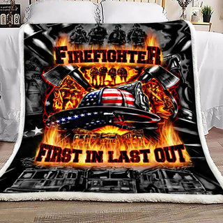 Proud Firefighter Soldier First In Last Out Fireman Firefighter Turnout Blanket HG