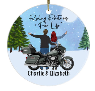 Motorcycle Couple Custom Ornament LH