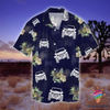 Blue Tropical Jep Car Hawaii Button Shirt CM