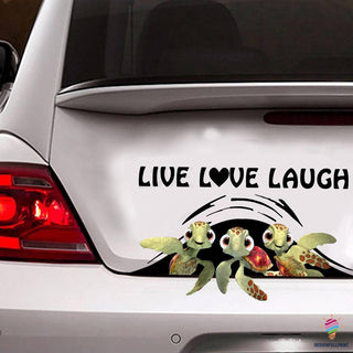 Gift For Turtle Lover Live Love Laugh Turtle America Flag Car Sticker NHD