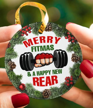Weighlifting Merry Litmas Circle Ornament LH
