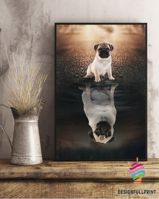 Baby Pug And Adult Canvas Art and Poster CM Gifts For Dog Lovers