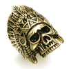 Feather Crown Indians Chief Skull Rings