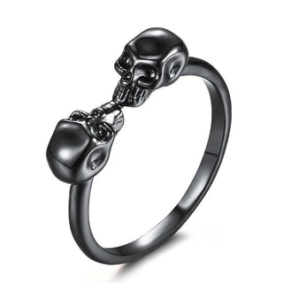 Black Gold Filled Double Skull Ring