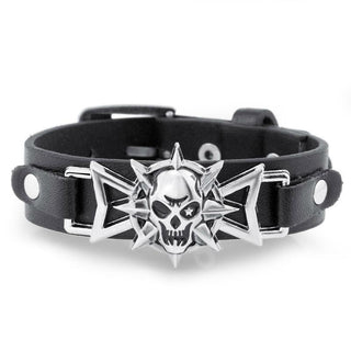 Punk Gothic Leather Belt Skull Bracelet