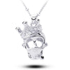 Rhinestone Crystal Crown Skull Necklace
