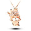 Rhinestone Crystal Crown Skull Necklace
