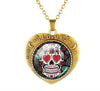 Glass Domed Heart Shape Love Skull Necklaces