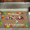 Autism Doormat In This House Its Ok To Be Different Autism Awareness Coir Pattern Print Doormat HG Autism Gift