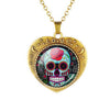 Glass Domed Heart Shape Love Skull Necklaces