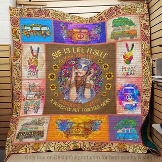 Gift For Hippie Hippie Girl Wild And Free Quilt Throw Blanket CH