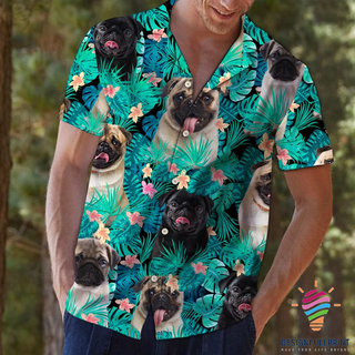 Tropical Pug Hawaii Button Shirt CM Gifts For Dog Lovers