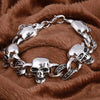 Skull Pirate Chain and Link Silver Plated Charm Bracelet