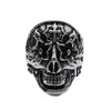 Flower Totem Punk Style Skull Head Ring