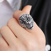 Flower Totem Punk Style Skull Head Ring