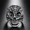 Flower Totem Punk Style Skull Head Ring