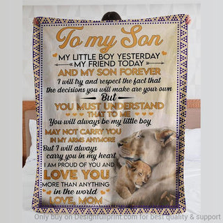 Gift For Mom Lion King Mom Son Sherpa Blanket LN