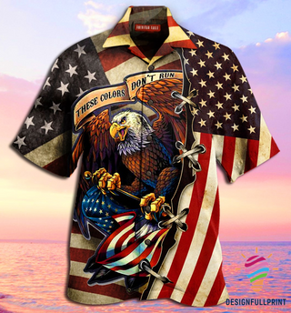 US Flag Eagle Hawaii Button Shirt CM