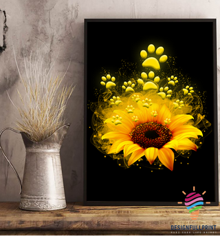Sunflowers Dog Paws Canvas Art and Poster CM Gifts For Dog Lovers