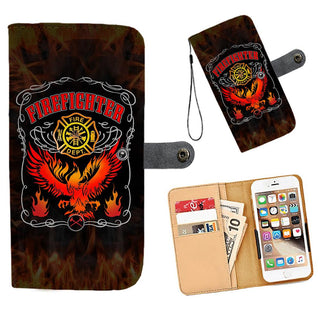 Cell Phone Wallet Case for Universal Models - Fire Dept FireFighter Fire Rescue 001