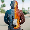 3D Fire & Ice Guitar Unisex Zip up Hoodie 001 - designfullprint