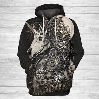 Unicorn Skull 3D Unisex Hoodie 020 - designfullprint