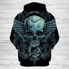 3D Green Skull Angel Wings Print Hoodie 018 - designfullprint