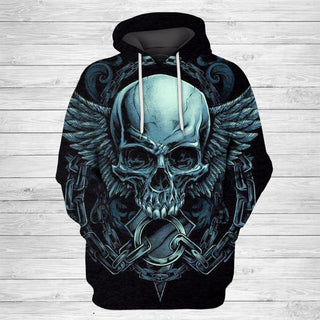 3D Green Skull Angel Wings Print Hoodie 018 - designfullprint