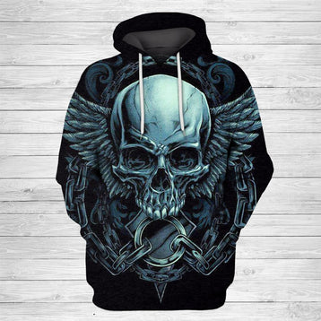 3D Green Skull Angel Wings Print Hoodie 018 - designfullprint