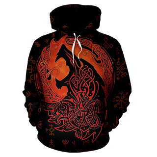 3D Red Fenrir Unisex Hoodie 001 - designfullprint