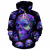Purple 3D Skull Illustration Unisex Hoodie, Long-sleeve, Tee, Zip up 025 - designfullprint