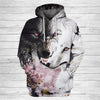 Unisex Black and White Wolf Art Hoodie 001 - designfullprint