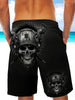 Black Skull and Sword Ultra-light Drawstring Shorts for Men 014