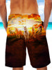 3D Sunrise Horses Ultra-light Drawstring Shorts for Men 001 - designfullprint