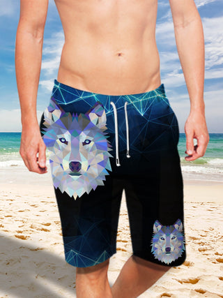 Wolf Painting Ultra-light Drawstring Shorts for Men 001 - designfullprint