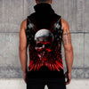 3D Skull Evil Sleeveless Zip Hoodie - designfullprint