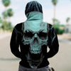 3D Teal Skull Unisex Zip up Hoodie 007 - designfullprint