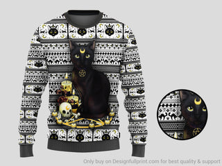 Black Cat Witch Sweater Unisex US Size LN Gifts For Cat Lovers