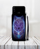 Awesome Cell Phone Wallet Case for Universal Models - Blue Light Wolf 001 - designfullprint