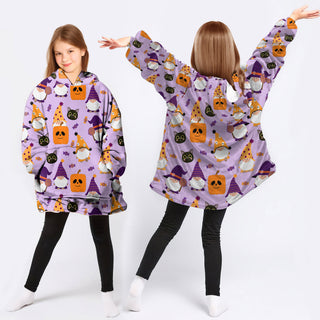 Halloween Gifts For Kids Pumpkins Black Cats And Dwarfs Wearable Blanket Snug Hoodie