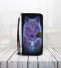 Awesome Cell Phone Wallet Case for Universal Models - Blue Light Wolf 001 - designfullprint