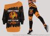 Crocheter Gift Forget Candy Just Give Me Yarn Halloween Witch Off Shoulder Long Sleeves Top and Leggings Set HG
