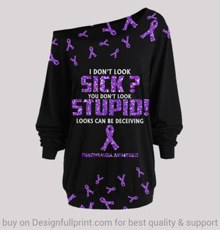 Fibromyalgia Awareness Looks Can Be Deceiving Off Shoulder Long Sleeves Top