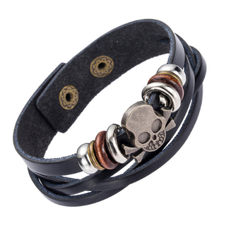 Retro Alloy Skull Braided Leather Bracelet