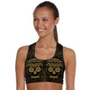 Padded Gym Fitness Sport 3D Golden Skull Printed Athletic Bra 001 - designfullprint