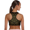 Padded Gym Fitness Sport 3D Golden Skull Printed Athletic Bra 001 - designfullprint