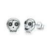 925 Sterling Silver CZ Skull Earrings