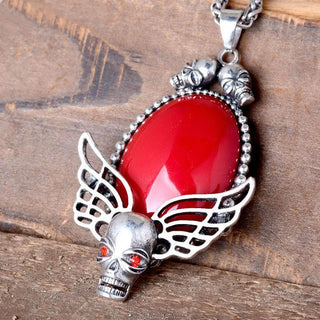 Antique Metal Multi-Color Stone Skull Necklaces